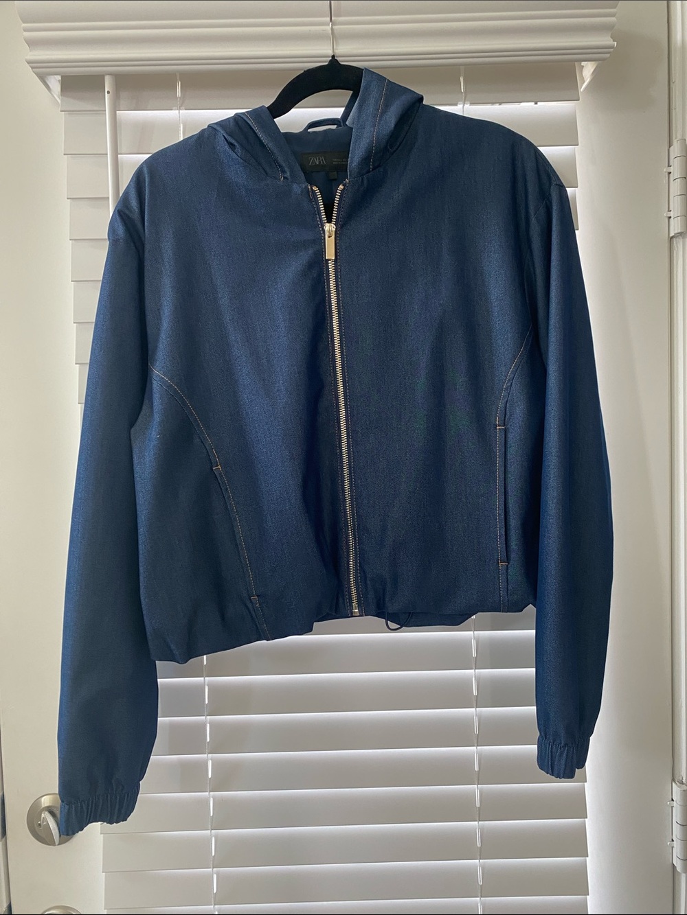 Zara Dark Blue Hooded Zip Jacket